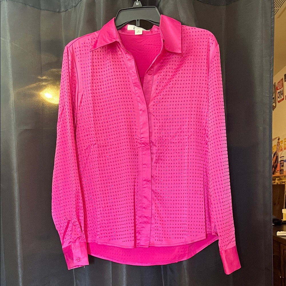 Vibrant Pink Button Down Shirt for Women